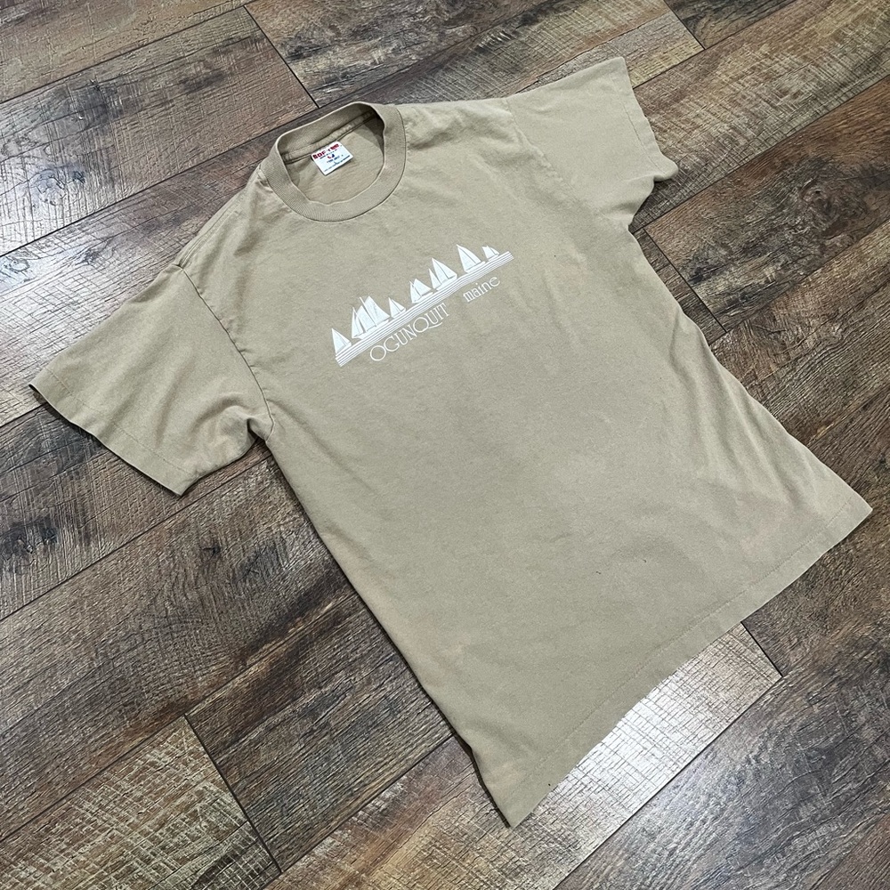 Vintage 80s/90s Ogunquit Maine Tee‎ Jays Made in USA Single Stitch Tan Large